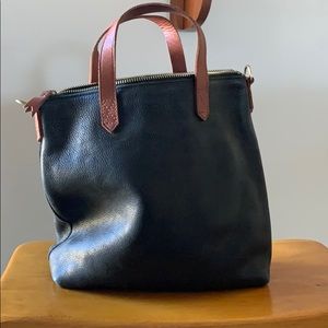 Madewell Black & Tan Mini Transport Tote no strap